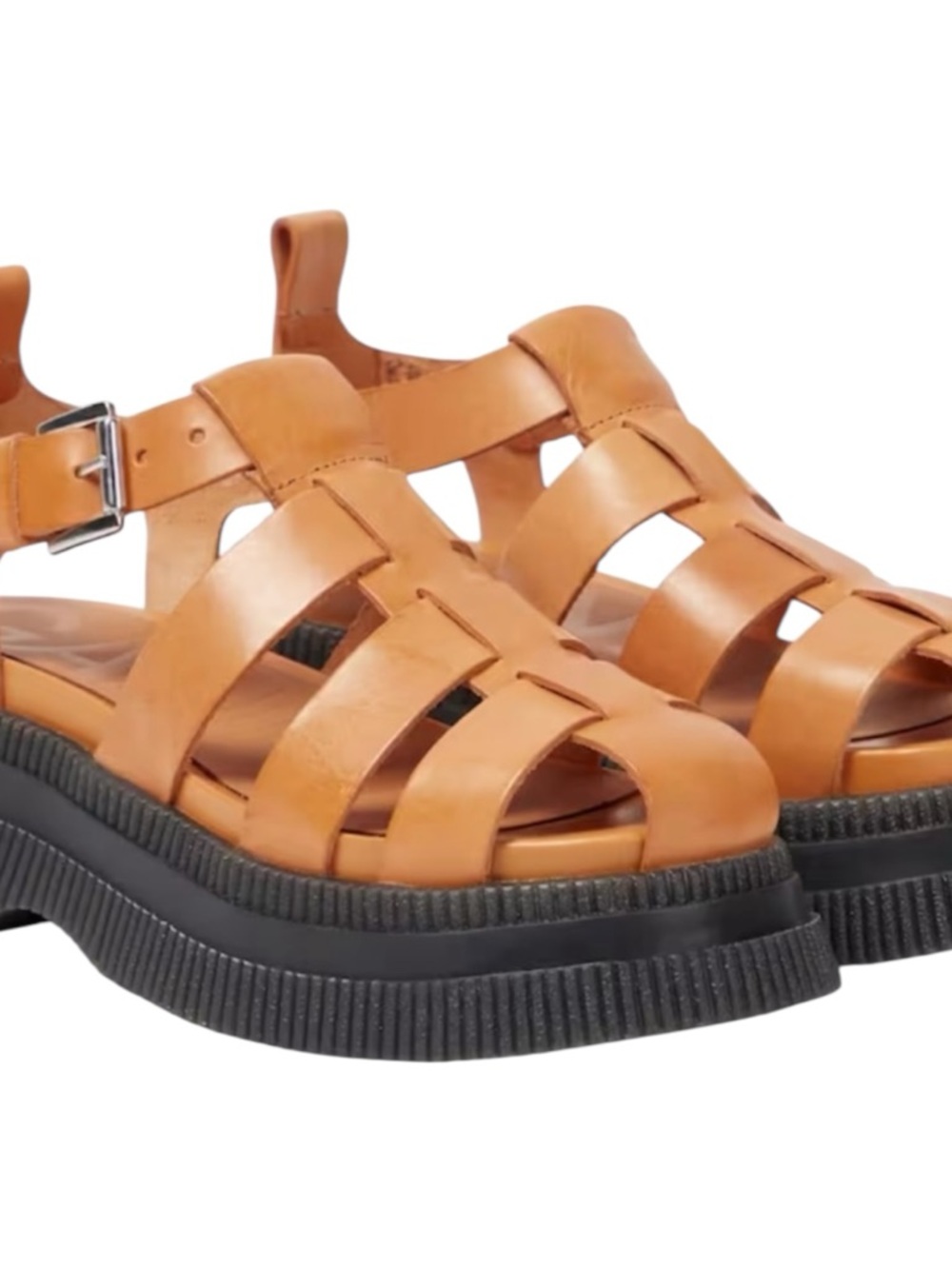 NWOT GANNI Creeper Grid Platform Fisherman Tannin women Sz 40 Chunky Sandal